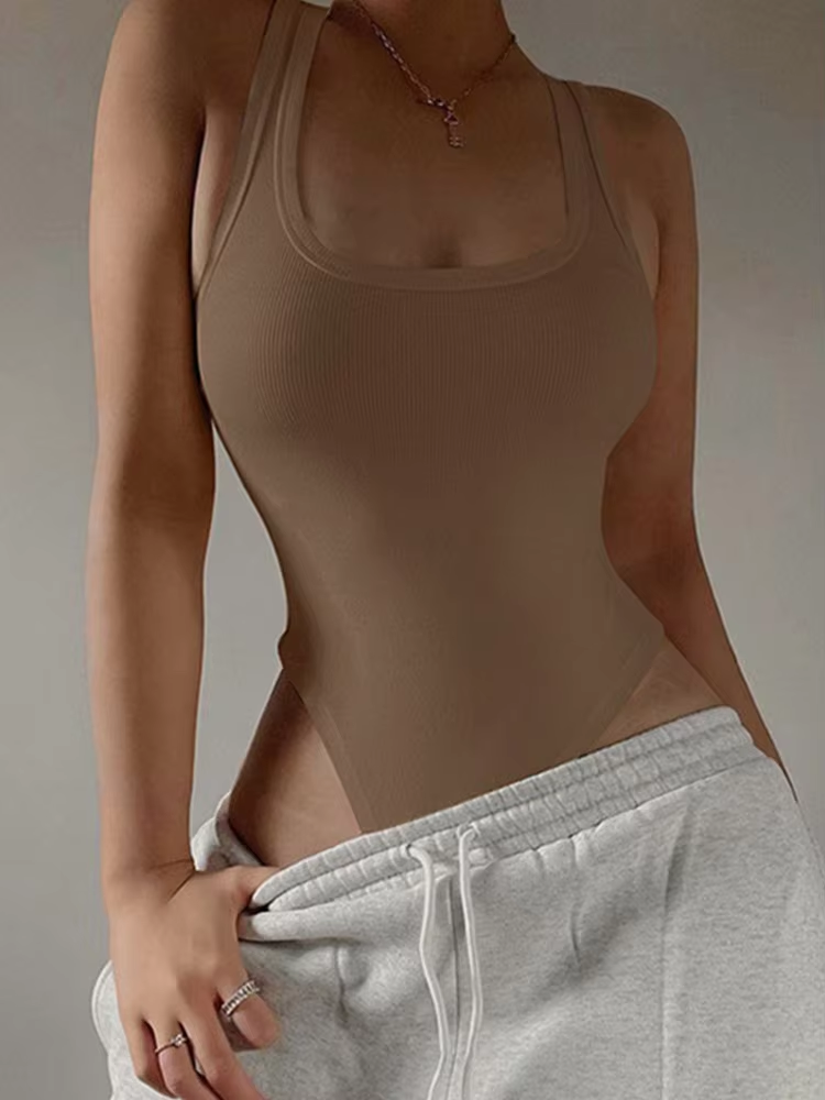 Sleeveless Knit Halter Bodysuit – Sexy Off-Shoulder Bodycon Top for Clubwear & Casual Streetwear