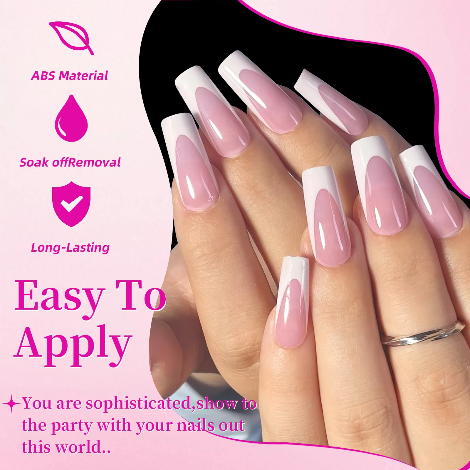 144pcs French Manicure False Nails & Toenails Set – Short Square Acrylic Full Coverage Fake Nails