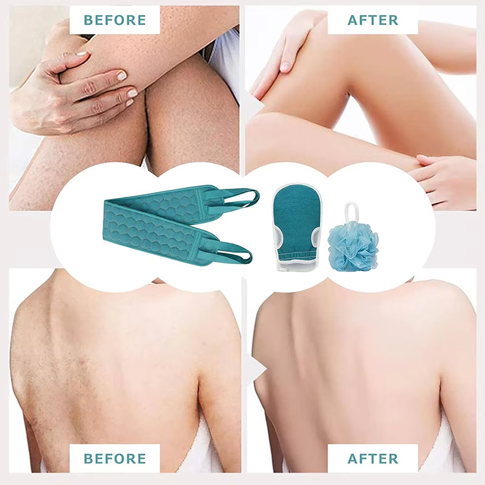 New Best Top Rated 3-Piece Exfoliating Body Scrubber Set – Premium Back Scrubber, Bath Glove & Loofah Sponge Kit