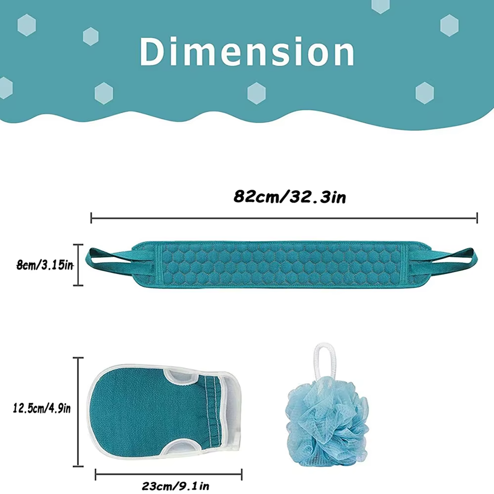 New Best Top Rated 3-Piece Exfoliating Body Scrubber Set – Premium Back Scrubber, Bath Glove & Loofah Sponge Kit