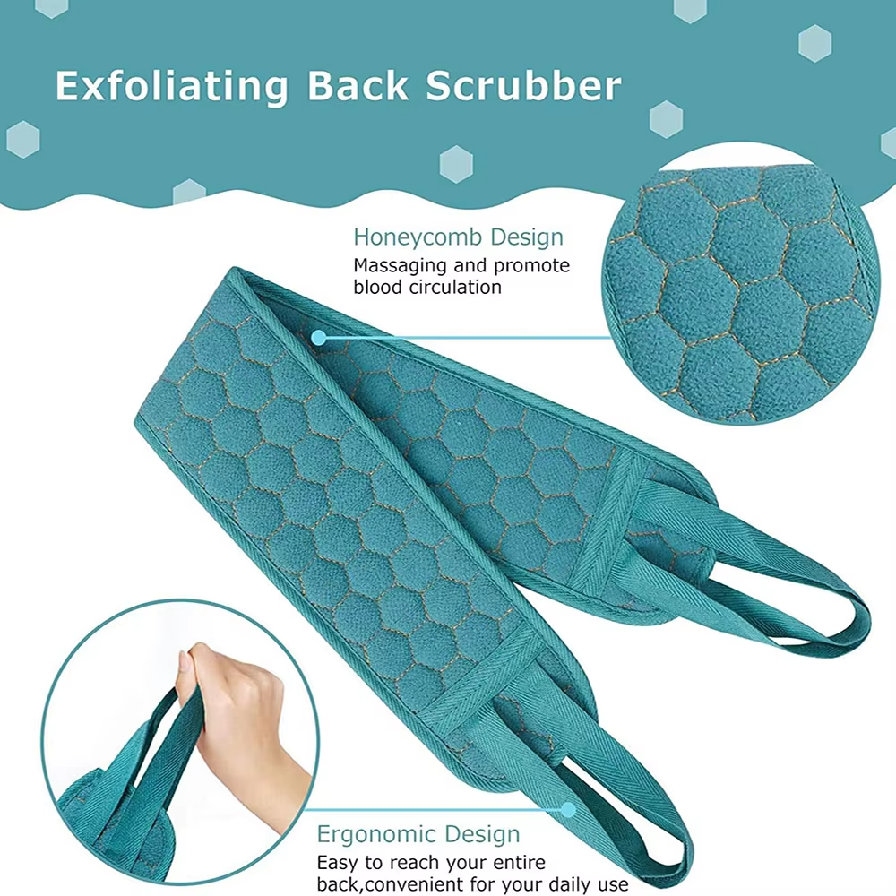New Best Top Rated 3-Piece Exfoliating Body Scrubber Set – Premium Back Scrubber, Bath Glove & Loofah Sponge Kit