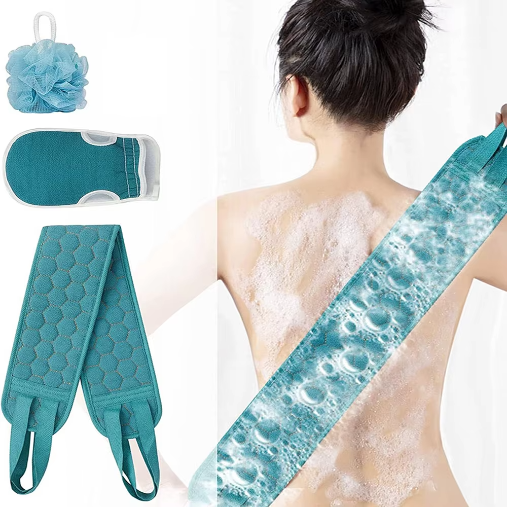 New Best Top Rated 3-Piece Exfoliating Body Scrubber Set – Premium Back Scrubber, Bath Glove & Loofah Sponge Kit