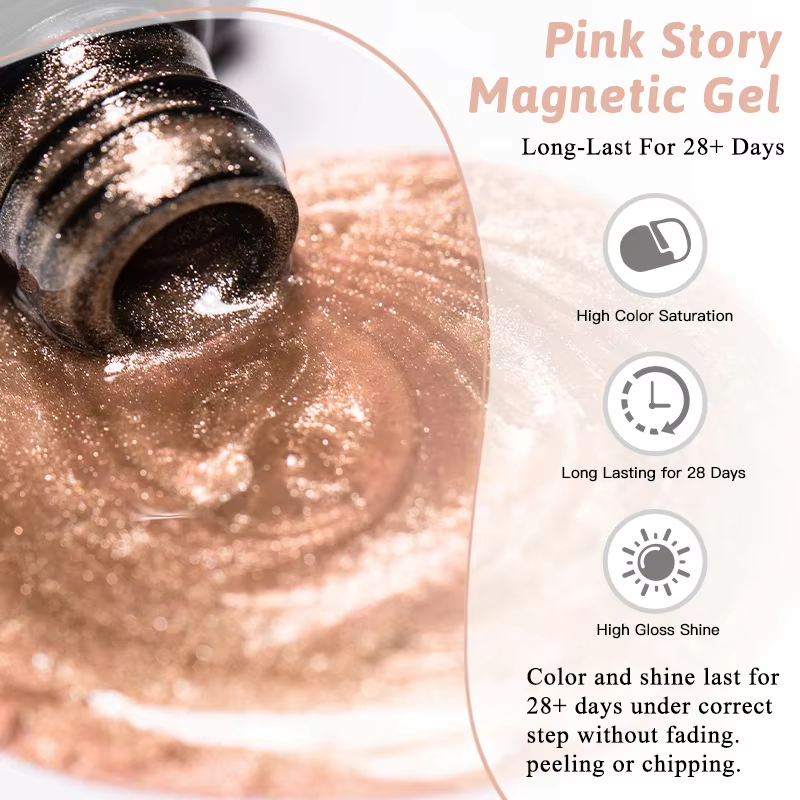 Top Salon-Grade Cat Eye Magnetic Gel Nail Polish – Shimmering Nude Pink & Gold UV/LED Soak-Off Varnish