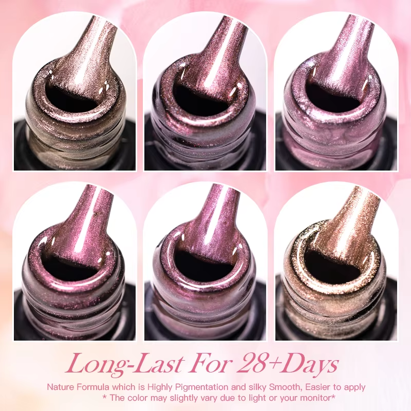 Top Salon-Grade Cat Eye Magnetic Gel Nail Polish – Shimmering Nude Pink & Gold UV/LED Soak-Off Varnish