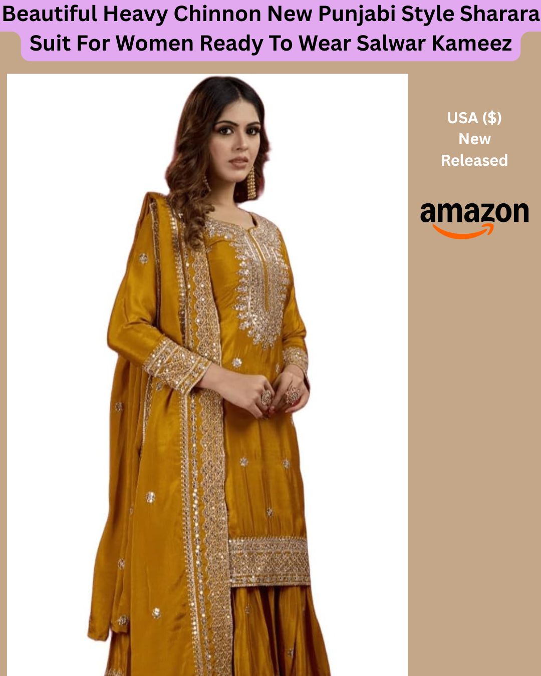 Premium Black Heavy Chinnon Punjabi Sharara Suit Set – Ready To Wear Embroidered Salwar Kameez With Dupatta