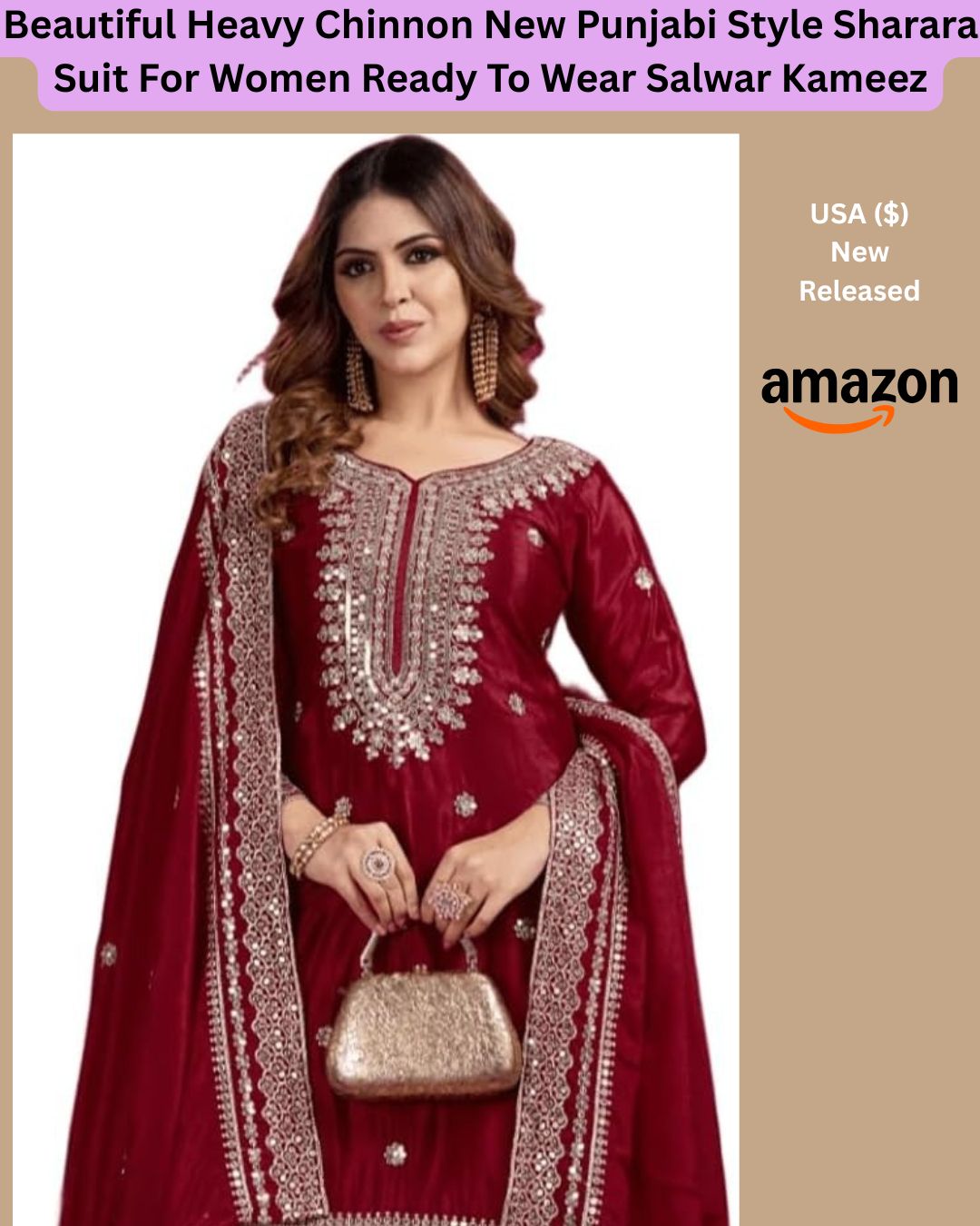 Premium Black Heavy Chinnon Punjabi Sharara Suit Set – Ready To Wear Embroidered Salwar Kameez With Dupatta