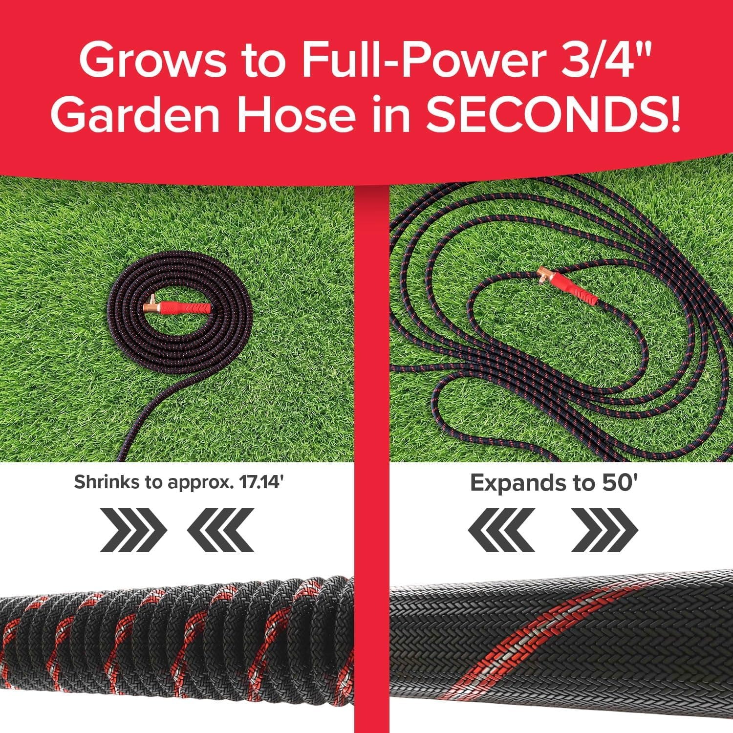 Pocket Hose Ballistic 50 FT Expandable Garden Hose – Anti-Burst Bulletproof Fiber No-Kink Water Hose